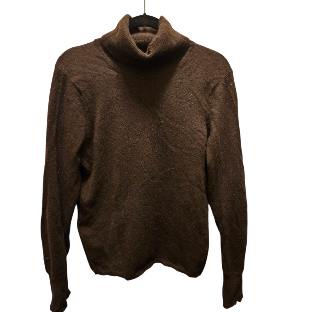 100% Cashmere Brown Turtleneck Sweater Size L